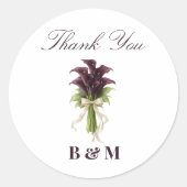 Burgundy Calla Lily Wedding Bouquet Ivory Ribbon  ラウンドシール (正面)