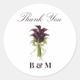 Burgundy Calla Lily Wedding Bouquet Ivory Ribbon  ラウンドシール