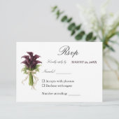 Burgundy Calla Lily Wedding Bouquet Ivory Ribbon  出欠カード (スタンド正面)
