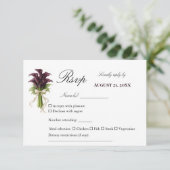 Burgundy Calla Lily Wedding Bouquet Ivory Ribbon  出欠カード (スタンド正面)