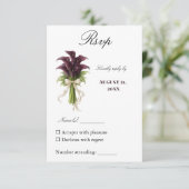 Burgundy Calla Lily Wedding Bouquet Ivory Ribbon  出欠カード (スタンド正面)