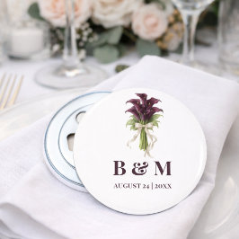 Burgundy Calla Lily Wedding Bouquet Ivory Ribbon  栓抜き