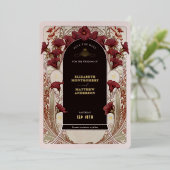 Burgundy Calla Lily Wedding Save The Date 箔招待状 (立ち正面)
