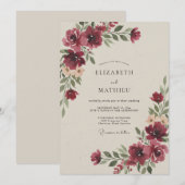 Burgundy Captivating Autumnal Wedding 招待状 (正面/裏面)