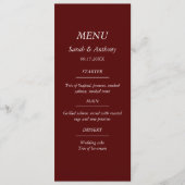 Burgundy Casual Minimalist Elegant Wedding Food  メニュー (正面)