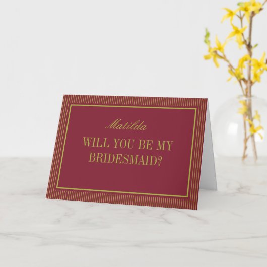 Burgundy & Chartreuse Wedding Bridesmaid Proposal カード (黄色い花)