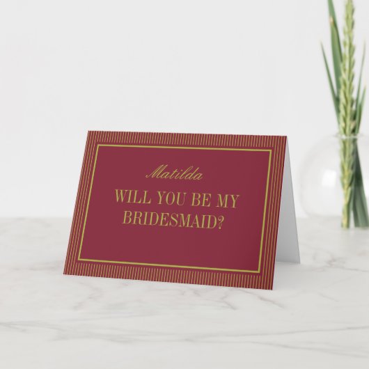 Burgundy & Chartreuse Wedding Bridesmaid Proposal カード (正面)