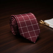 Burgundy Checkered ネクタイ