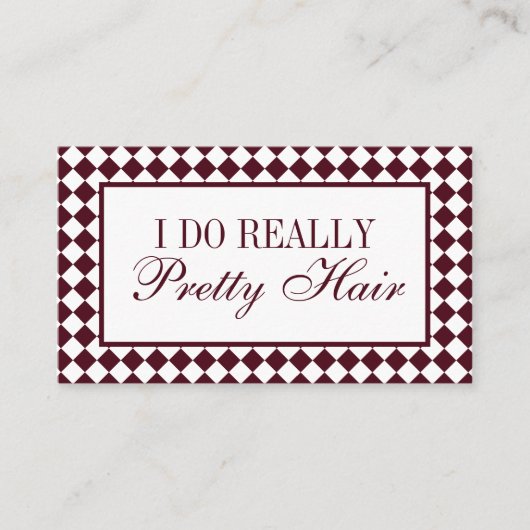 Burgundy Checkered Old Money Hair Stylist QR Code 名刺 (正面)