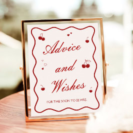 Burgundy Cherry Bridal Shower Advice and Wishes ポスター