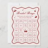 Burgundy Cherry Bridal Shower Bingo Game Card 招待状 (正面)