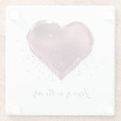 Burgundy Cherry Glitter Sparkle Heart Love  ガラスコースター (裏面)