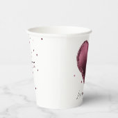 Burgundy Cherry Glitter Sparkle Heart Love  紙コップ (右)