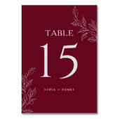 Burgundy Chic Botanical Wedding Table Number テーブルナンバー (正面)