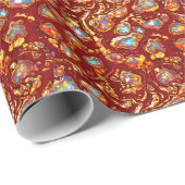 Burgundy Chic Faux  Foil Gold & Opal ラッピングペーパー (ロールコーナー)