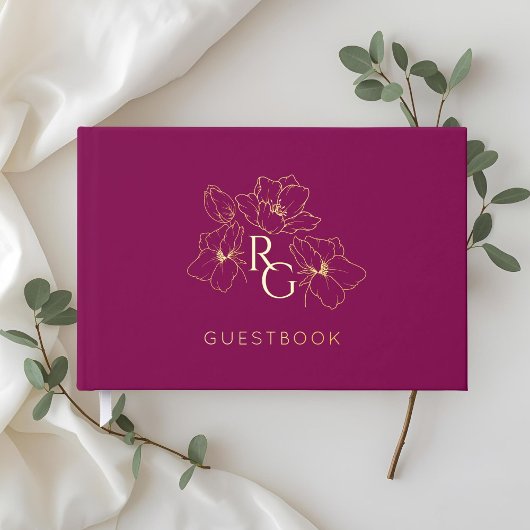 Burgundy | Chic Monogram Wedding Guest Book ゲストブック