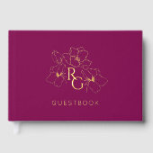 Burgundy | Chic Monogram Wedding Guest Book ゲストブック (正面)