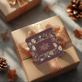 Burgundy Chinoiserie Christmas Romantic Wedding スクエアシール