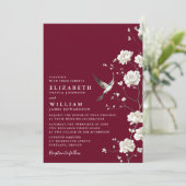 Burgundy Chinoiserie Floral All In One Wedding 招待状 (スタンド正面)