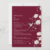 Burgundy Chinoiserie Floral All In One Wedding 招待状 (裏面)