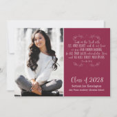 Burgundy Christian Bible Verse卒業写真 招待状 (正面)