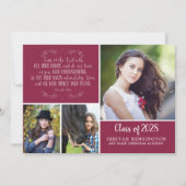 Burgundy Christian Graduation Bible Verseの写真 招待状 (正面)