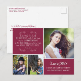 Burgundy Christian Graduation Proverbs 3 Photo ポストカード