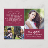 Burgundy Christian Graduation Proverbs 3 Photo ポストカード (正面)