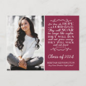 Burgundy Christian Graduation Verse Isaiah 40 ポストカード (正面)