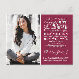 Burgundy Christian Graduation Verse Isaiah 40 ポストカード