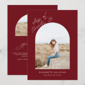 Burgundy Class of 2025 Arch写真卒業 案内状 (正面/裏面)