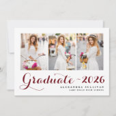 Burgundy Class of 2025 Photo Collage卒業 招待状 (正面)
