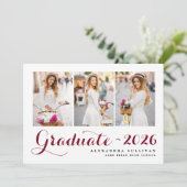 Burgundy Class of 2025 Photo Collage卒業 案内状 (スタンド正面)