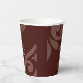 Burgundy Classic Script Luxe Damask Wedding 紙コップ (右)