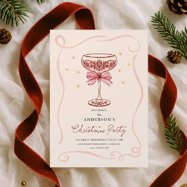 Burgundy Cocktail Christmas Party Invitation 招待状