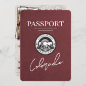 Burgundy Colorado Passport日付の保存 セーブザデート (正面/裏面)