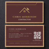Burgundy Construction Professional Wood QR Code 名刺
