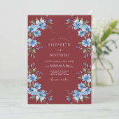 Burgundy Cornflower Winter Wedding 招待状 (スタンド正面)