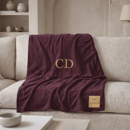 Burgundy corporate logo company monogram luxury フリースブランケット