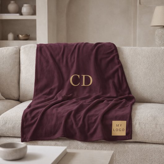 Burgundy corporate logo company monogram luxury フリースブランケット