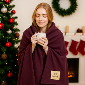 Burgundy corporate logo custom company gift フリースブランケット