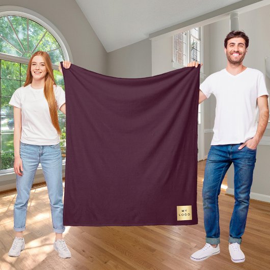Burgundy corporate logo custom company gift フリースブランケット