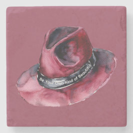 Burgundy Cowgirl Cowboy Hat Quote ストーンコースター