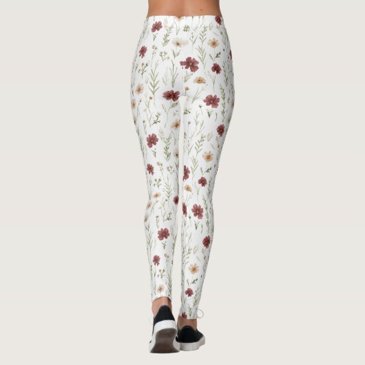 Burgundy Cream Flowers レギンス (裏面)