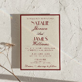 Burgundy Cream Old Money QR Code Photo Wedding 招待状