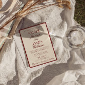 Burgundy Cream Old Money QR Code Photo Wedding 招待状