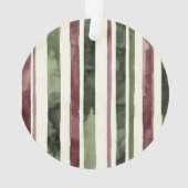 Burgundy Cream Pine Green Stripes Christmas Tree オーナメント (裏面)