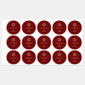 Burgundy Crest Wedding Custom Initials ラベル (シート)