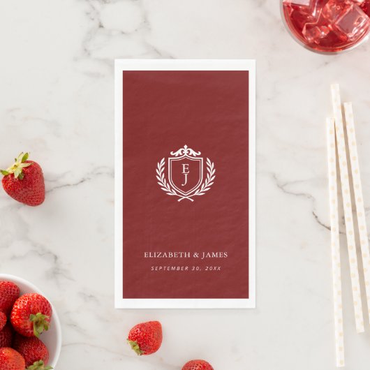 Burgundy Crest Wedding Welcome, Custom Initials (インサイチュ)