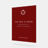 Burgundy Crest Wedding Welcome, Custom Initials アクリルサイン (傾斜)